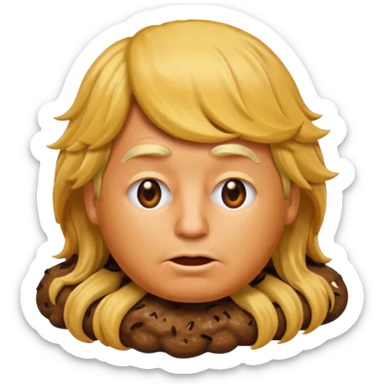 the poop emogi, a pile of poop in trumps image   none of those are what i want  i want the poop emogi with trumps face renbdered in poop, with an orange cast, and his wig on top nope  nope sticker