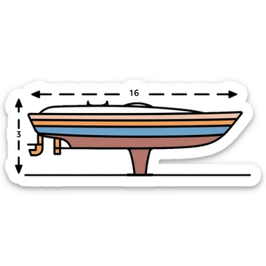 technical diagram of 4 meter boat hull with measurement marked sticker