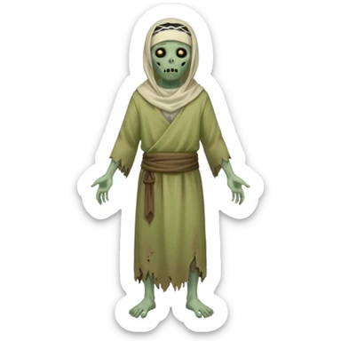 fullbody zombie leper with tattered tunic and head covering from Jesus times sticker