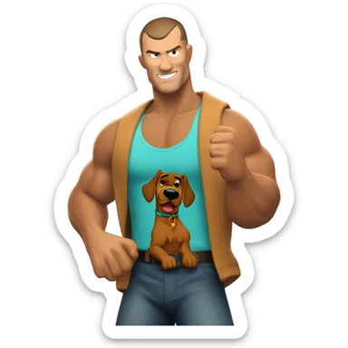 Scooby Doo fighting Randy Orton sticker