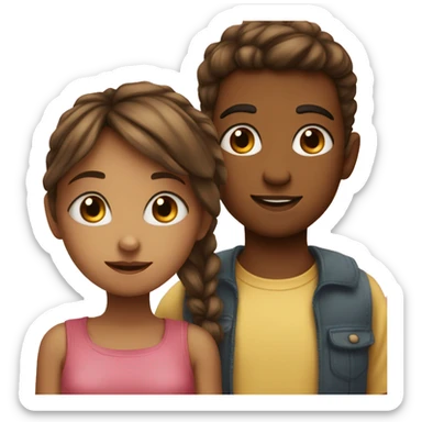 Boy and girl are looking with their eyes like fell in love sticker
