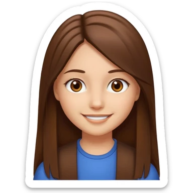 Fille cheveux lisse long brune raie au milieuyeux marron sticker