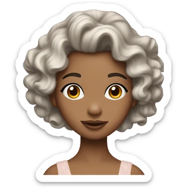 Shabby chic wavy hair ballerina  sticker