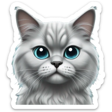 grey Persian cat with black ears and aqua blue eyes sticker