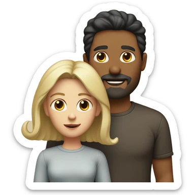 dark hair father and blond mother and two children sticker