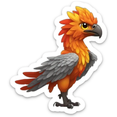Griffon flamboyant  et inspirant, simple, épurer, son corps avec les bonnes proportions, couleurs de feu  sticker