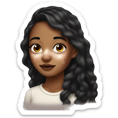 girl with a lot of vitiligo on her face sticker