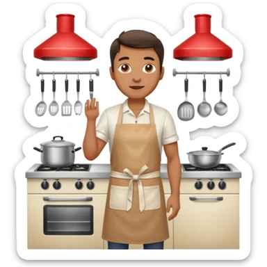 man cooking in a kitchen full body sticker
