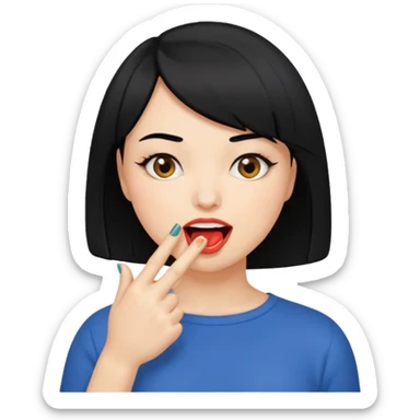 Chicas con pelo negro y corte bob haciendo que se muerde el dedo de manera picara sticker