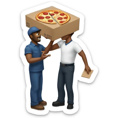 Handing a pizza box back to the pizza delivery person sticker