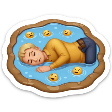 apple style emoji of a man sprawled face down in a puddle sticker