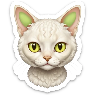 white devon rex cat with yellow-green eyes sticker