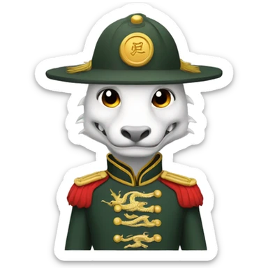 chinese dragon wearing soldier uniform and tophat sticker