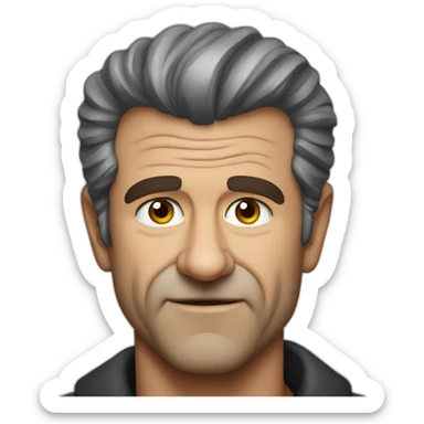 Mel Gibson portrait without smile sticker