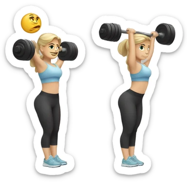White girl lifting weights sticker