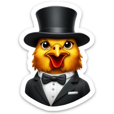 Chicken in a suit with a gun and a top hat sticker