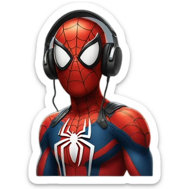 spiderman wearing headphones sticker
