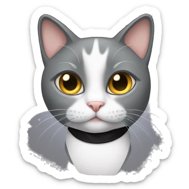 Grey cat with tuxedo cat sticker