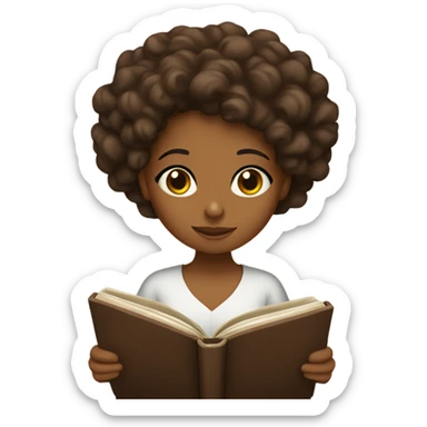 Brown girl with curly hair reading the Bible  sticker