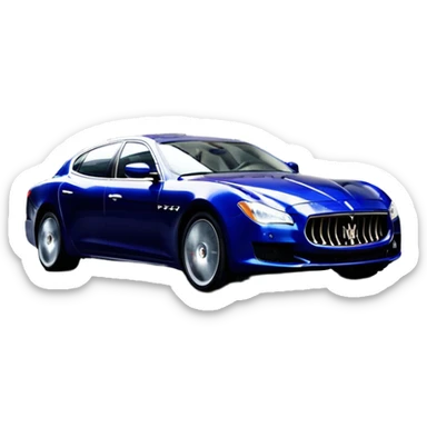 Maserati Quattroporte (2022) – cinematic-realistic Maserati Quattroporte emoji, its striking Italian design turning heads as it effortlessly maneuvers through the streets of Milan. The engine roars with Italian flair, echoing the car's racing heritage while enveloping the driver in an atmosphere of true luxury. sticker