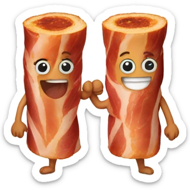 two bacon holding hands sticker