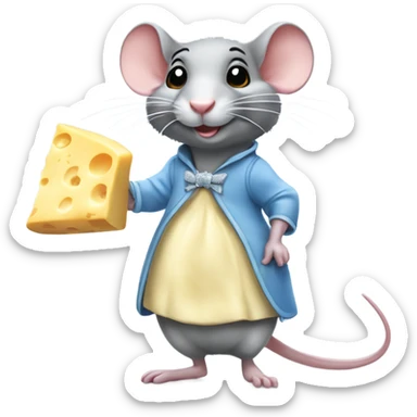Cinderella's rat standing wear clothes and grab a cheese  sticker