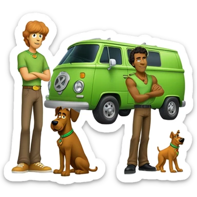 Shaggy and Scooby-Doo from “Be Cool, Scooby-Doo” and the Mystery Machine sticker