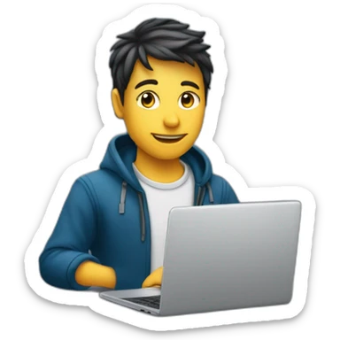 Jeune boutonneux sur un ordinateur la nuit sticker