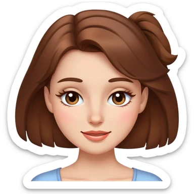 brown long hair girl with soft makeup, winking sticker