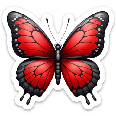 An Edgy crimson-blood-red obsidian-black beautiful butterfly sticker
