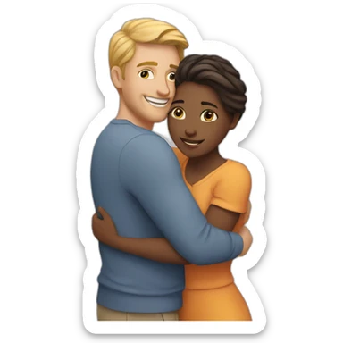 white couple hugging sticker