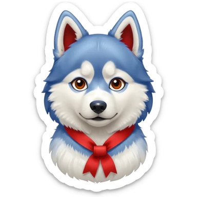 husky with head ribbon and shirt sticker