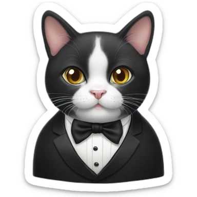Black Tuxedo-Cat with white moustache Winston Churchill sticker