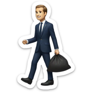 macron avec un sac poubelle sticker