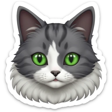 one dark grey and white cat and one completely solid dark grey cat with green eyes and only white paws sticker