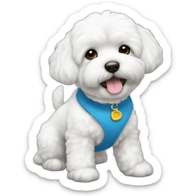 bichon harnais bleu sticker
