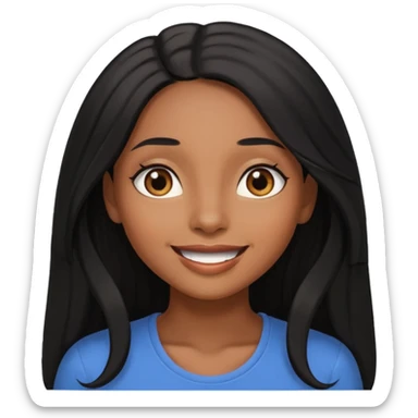 pretty brown skin woman with long black hair and brown eyes looking up sticker