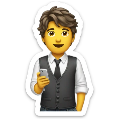 stylish boy with cellphone sticker