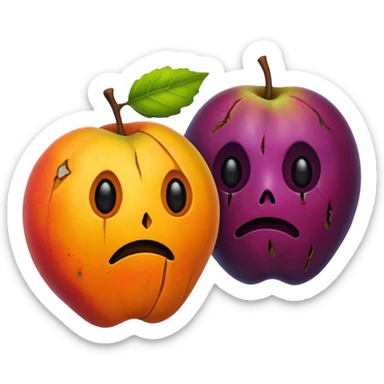 simple rotten fruits, no faces, no people  sticker