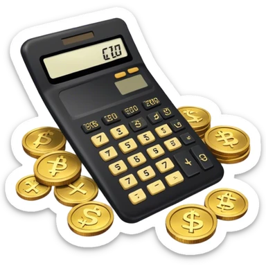 calculator black with gold coins next to it, with old school runscape gold/gp sticker