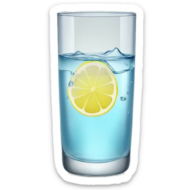 glass of clear water with one lemon  sticker