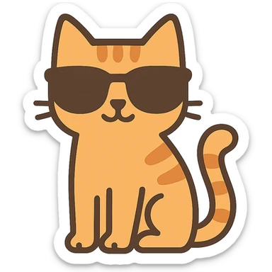 flat toon style cat wearing sunglasses sticker