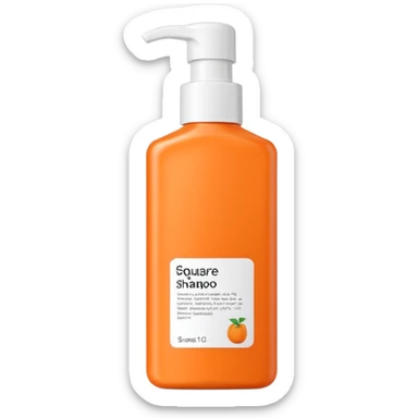 Square-shaped packaging with plain orange-colored shampoo - No product description sticker