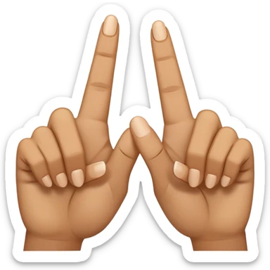 two hands using middle fingers straight and parallel to each other, index fingers pressing together at the apex to form a triangle, light brown skin tone sticker