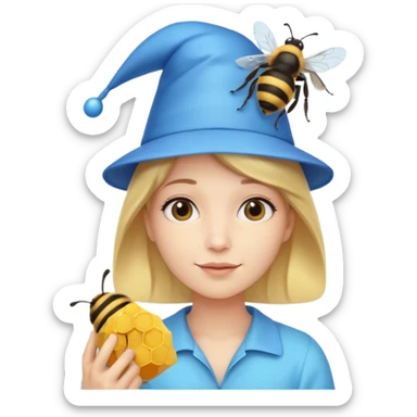 party blue hat bee sticker