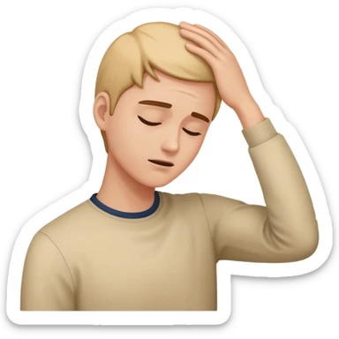 Hand on head fainting  sticker