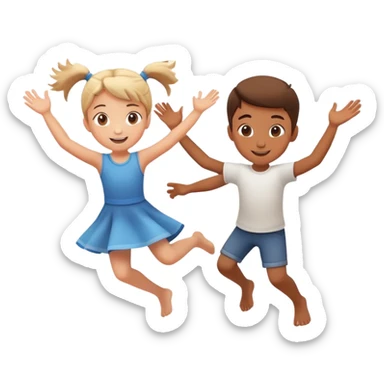 two children spinning each other by the hands, motion blur, happy and energetic sticker