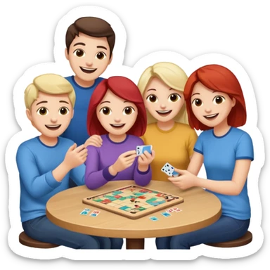 Four friends playing board game sticker