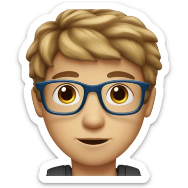 Kid with glasses, blue eyes, brown hair and he is white sticker