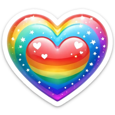 Rainbow- colored heart with sparkles  sticker